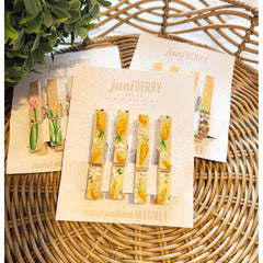 Carrots + Daisies - Magnetic Hand Painted Clothespin set 