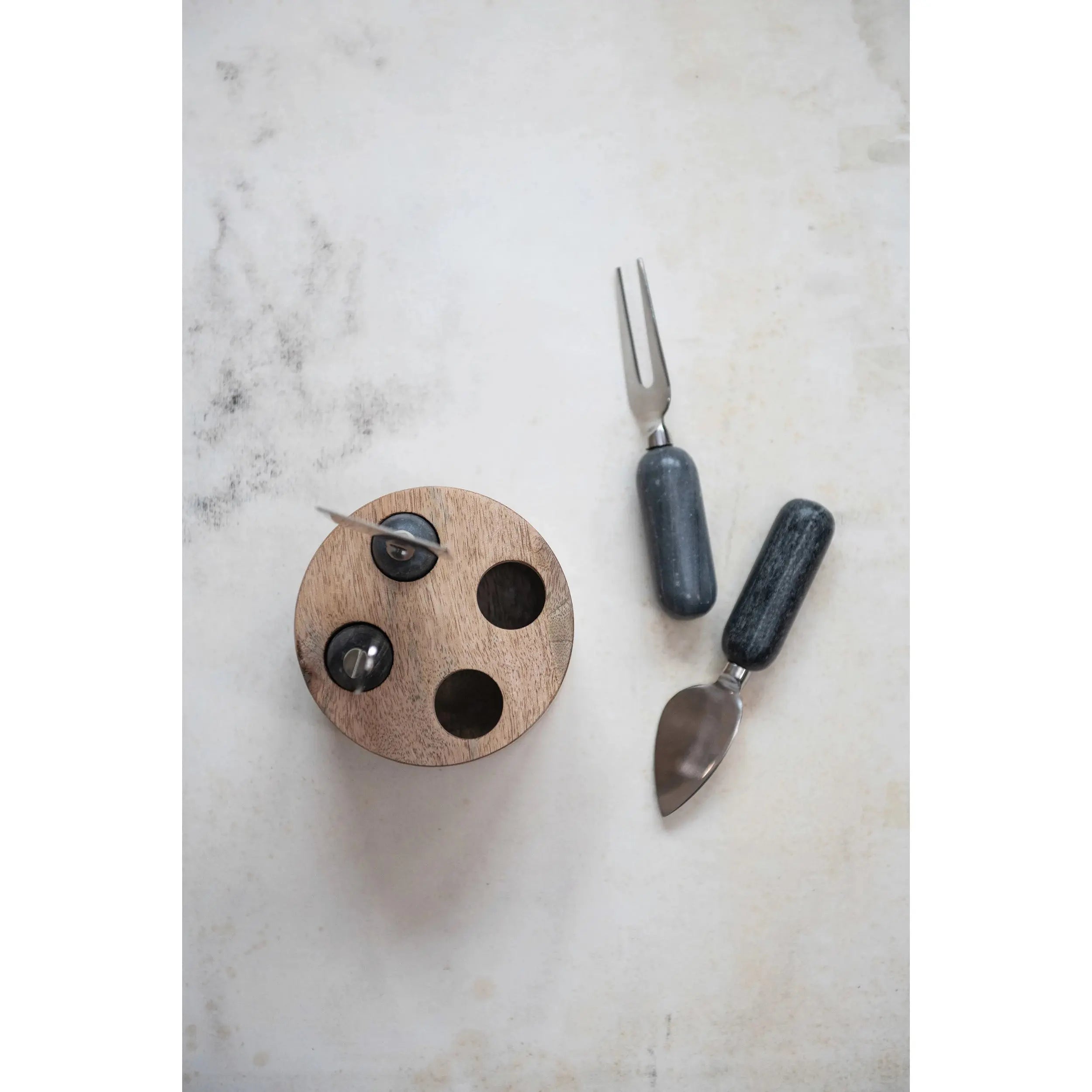 Cheese Servers with Wood Stand, Set of 5