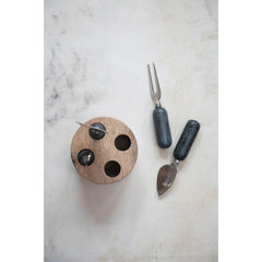 Cheese Servers with Wood Stand, Set of 5