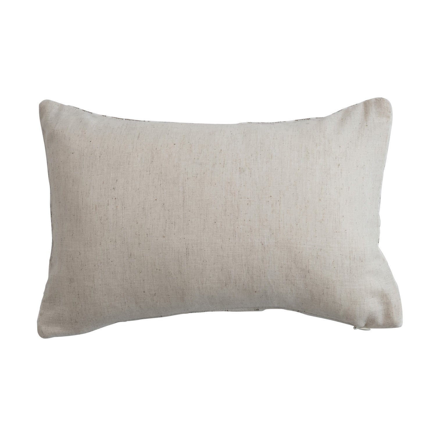 Cotton Velvet Embroidered Lumbar Pillow with Botanical Pattern